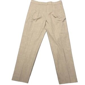 Reiss Trousers Womens US 8 Beige Wool Blend Pleated Metallic Stripes